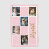 赤面ピンクカスタムテンプレートファミリーの写真 ゴルフタオル (正面)