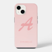 赤面ピンクカスタムモノグラム名 iPhoneケース (裏面)