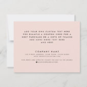 赤面ピンクカスタムロゴのソーシャルメディアサンキューカード サンキューカード (裏面)