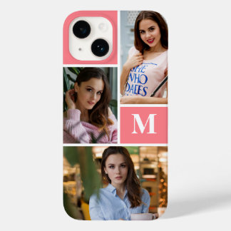 赤面ピンクカスタム3フォトコラージュモノグラムの Case-Mate iPhone 14ケース