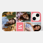 赤面ピンクカスタム3フォトコラージュモノグラムの Case-Mate iPhoneケース (裏面 (横))