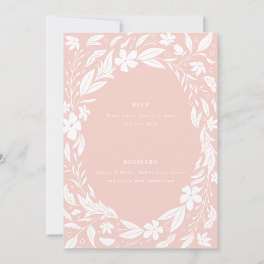 赤面ピンクカップル赤ちゃんシャワー 招待状 (裏面)