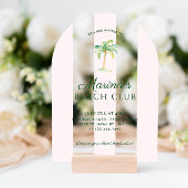 赤面ピンクカバナストライプビーチクラブ誕生日アーチ アクリル招待状