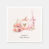 赤面ピンクカボチャフローラ金ゴールドハート スタンダードカクテルナプキン (正面)