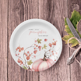 赤面ピンクカボチャ秋の収穫赤ちゃんシャワー ペーパープレート