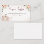 赤面ピンクカボチャ赤ちゃんシャワーおむつラッフル エンクロージャーカード (正面/裏面)
