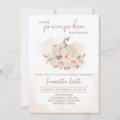 赤面ピンクカボチャ赤ちゃんシャワー 招待状 (正面)