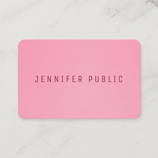 赤面ピンクカラーエレガントラグジュアリーモダンテンプレート 名刺 (正面)