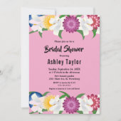 赤面ピンクカントリーモダンフローラブライダルシャワー 招待状 (正面)