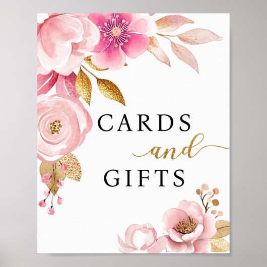 赤面ピンクカード&ギフトベビーシャワーサイン ポスター (正面)