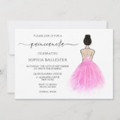 赤面ピンクガウンドレススクリプトキンセアニェラパーティー 招待状 (裏面)