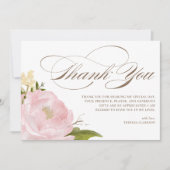 赤面ピンクガーデンバラ植物卒業 サンキューカード (正面)