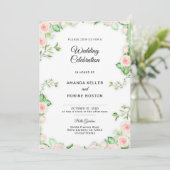 赤面ピンクガーデンバラ結婚式招待状 招待状 (スタンド正面)