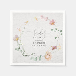 赤面ピンクガーデンフラワーズリースブライダルシャワー スタンダードカクテルナプキン