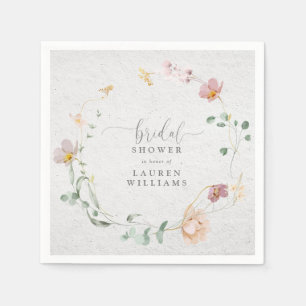 赤面ピンクガーデンフラワーズリースブライダルシャワー スタンダードカクテルナプキン