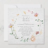 赤面ピンクガーデンフラワーズリースブライダルシャワー 招待状 (正面)