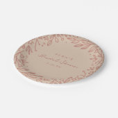 赤面ピンクガーデンフローラブライダルシャワー ペーパープレート (アングル)