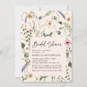 赤面ピンクガーデンワイルドフラワーズブライダルシャワー 招待状 (正面)
