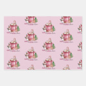 赤面ピンクガーリークリスマス ラッピングペーパーシート (正面3)