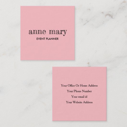 赤面ピンクガーリー書道イベントプランナーエレガント スクエア名刺 (正面/裏面)