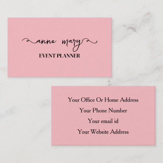 赤面ピンクガーリー書道トレンディーイベントプランナー 名刺 (正面/裏面)