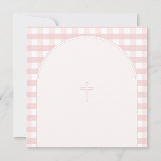 赤面ピンクガールバプティスボーパールネックレス 招待状 (裏面)