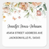 赤面ピンクガールベビーシャワーフローラアドレス スクエアシール (正面)