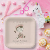 赤面ピンクガール小さなセーラーベビー航海のシャワー ペーパープレート (パーティー)