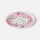 赤面ピンクガール赤ちゃんシャワー ペーパープレート (アングル)