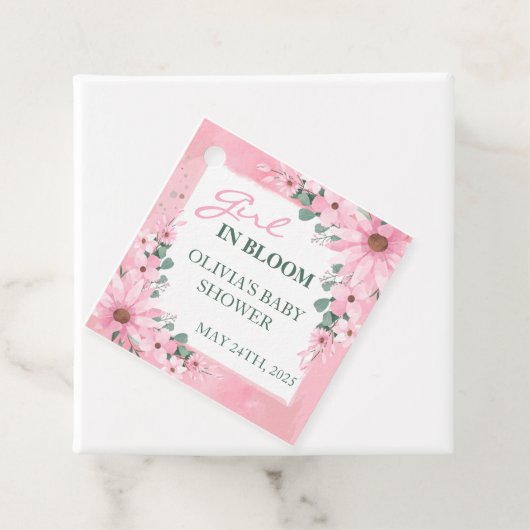 赤面ピンクガール開花ベビーシャワー フェイバータグ (インサイチュ)