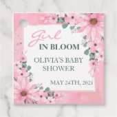 赤面ピンクガール開花ベビーシャワー フェイバータグ (正面)