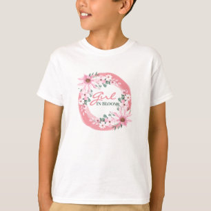 赤面ピンクガール開花ベビーシャワー Tシャツ