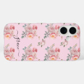 赤面ピンクキュートガーリーボホフローラパーソナライズされた Case-Mate iPhoneケース (裏面 (横))