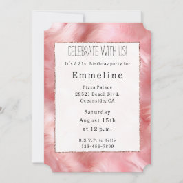 赤面ピンクキラキラ輝くピンクの毛皮 招待状