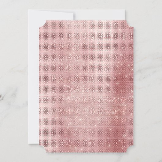 赤面ピンクキラキラ輝くピンクの毛皮 招待状 (裏面)