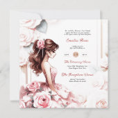 赤面ピンクキンセアニェラセレモニー披露宴 招待状 (正面)