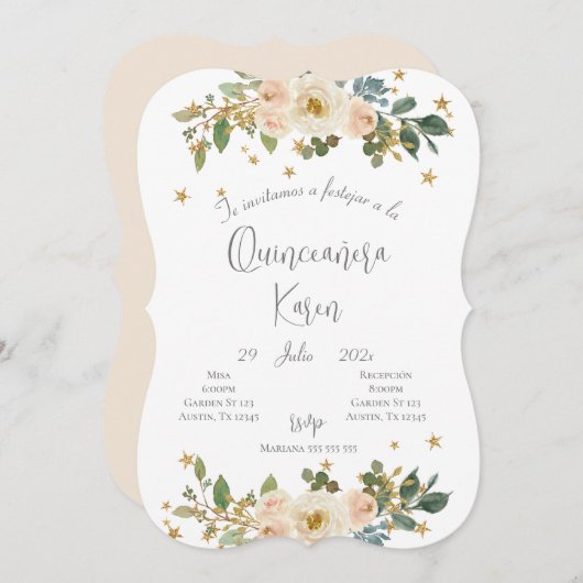 赤面ピンクキンセアニェラ招待 招待状 (正面/裏面)