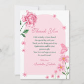 赤面ピンクキンセアニラバラと蝶の写真 サンキューカード (正面)