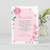 赤面ピンクキンセアニラバラと蝶の写真 サンキューカード (スタンド正面)