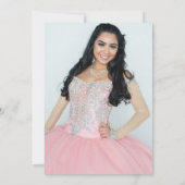 赤面ピンクキンセアニラバラと蝶の写真 サンキューカード (裏面)