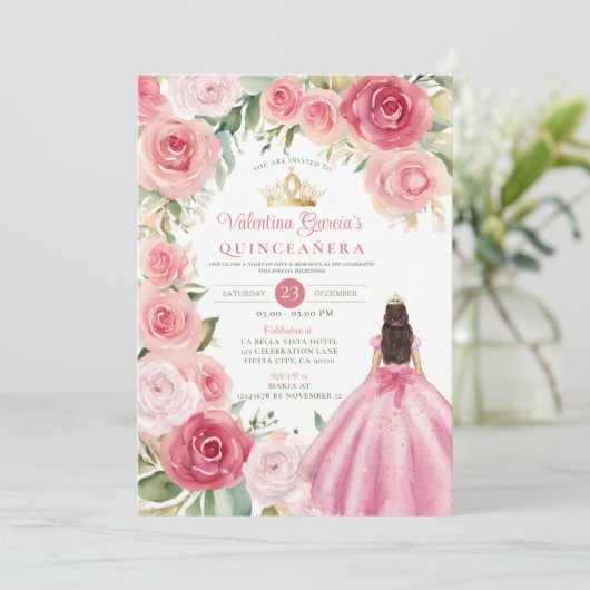 赤面ピンクキンセアニラ15アノスフラワーズ金ゴールド 招待状 (スタンド正面)