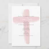 赤面ピンクギリシャ正統《キリスト教》洗礼式や命名式ガールバプテスマ 招待状 (正面)