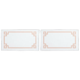 赤面ピンクギリシャ鍵キングサイズ 枕カバー