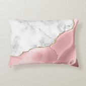 赤面ピンクギルド瑪瑙ホワイトグレー大理石 アクセントクッション (正面)