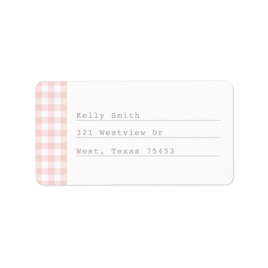 赤面ピンクギンガムタイプライター住所 シール (正面)