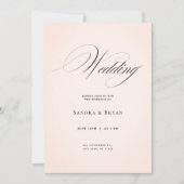 赤面ピンククラシックの書道エレガントな結婚式 招待状 (正面)