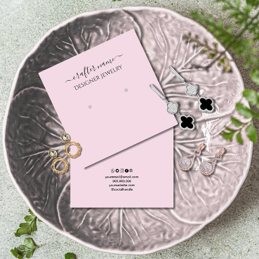 赤面ピンククラシック及びシックジュエリー表示カード スクエア名刺