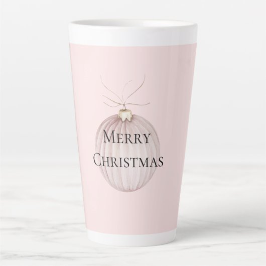 赤面ピンククリスマスオーナメントコーヒーマグ カフェラテマグ (正面)