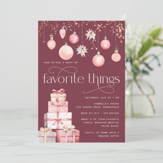 赤面ピンククリスマスツお気に入りのィーズパーティー 招待状 (スタンド正面)