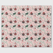 赤面ピンククリスマスピース&ラブヤーン猫ちゃん ラッピングペーパー (フラット)